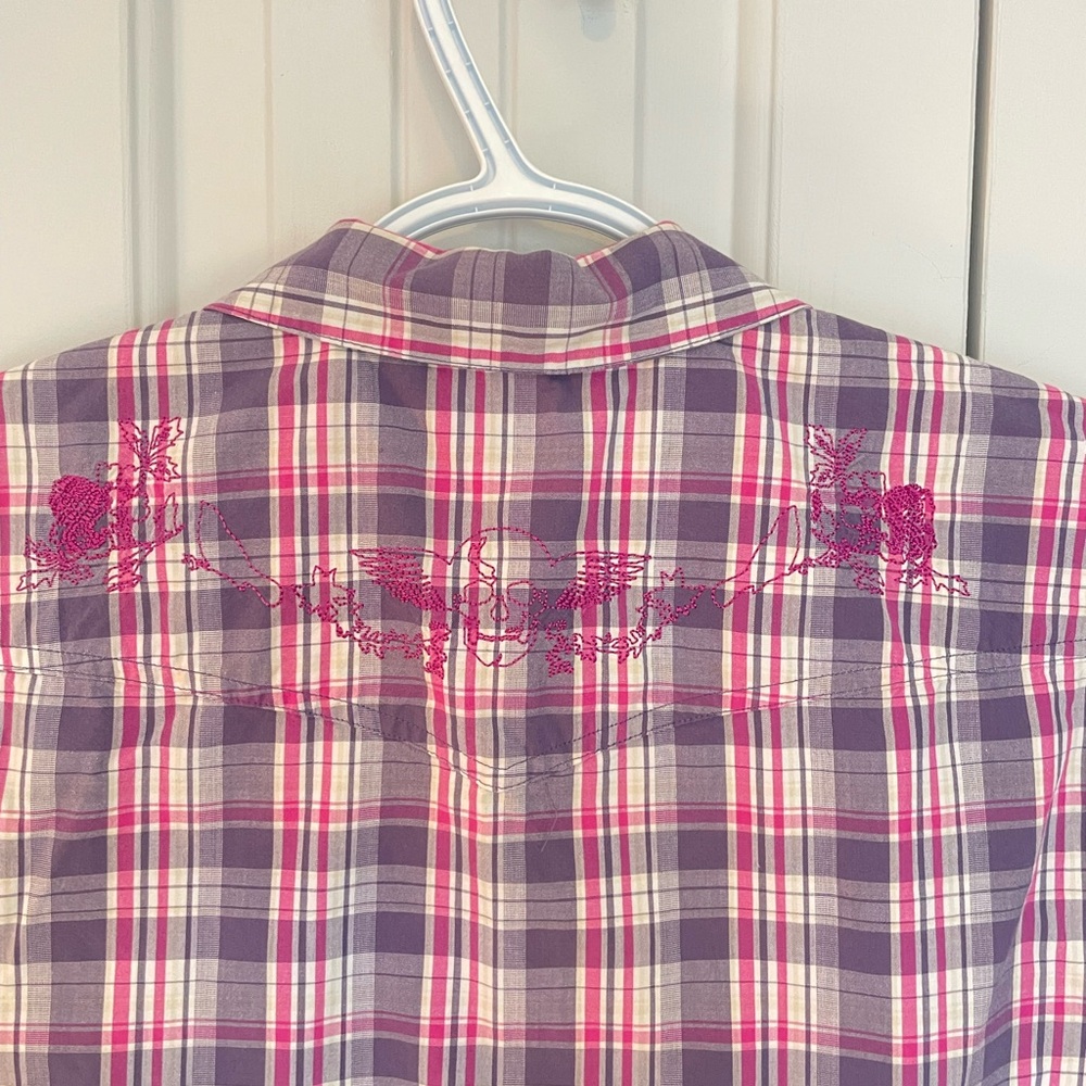 Burton Plaid Shirt with Pink and Purple Accents - Picture 6 of 11